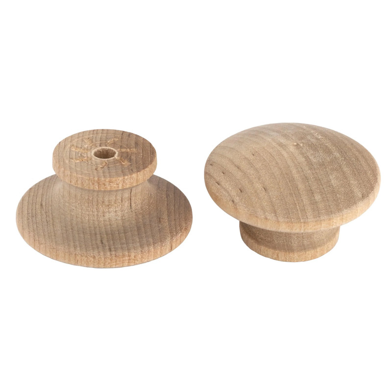 Mushroom Knob w/Screws - Birch - 1-1/2" Diameter - 15/16" Tall - 2 Piece
